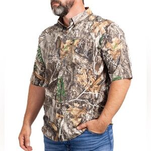New Woolrich Men's Realtree Hardwood Brown Button Short Sleeve Shirt size 2 XL